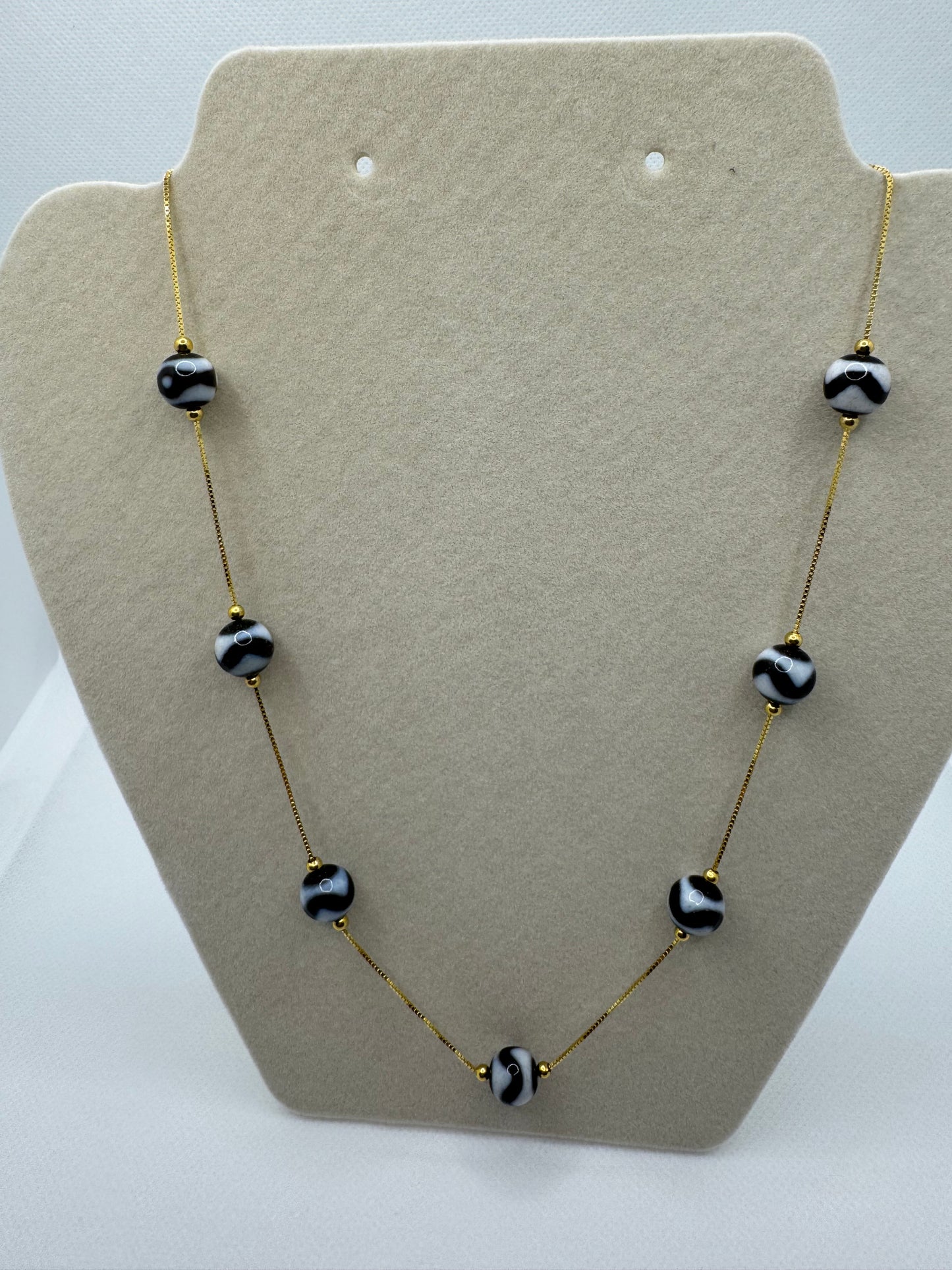 Tiger teeth dzi bead necklace
