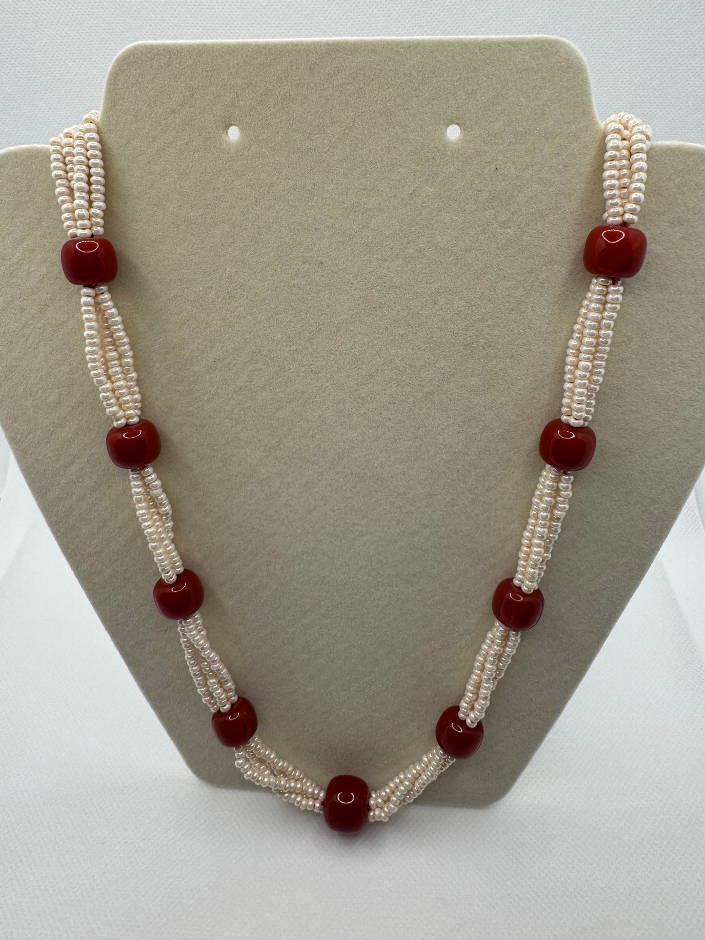 Tibetan style Pearl and coral necklace