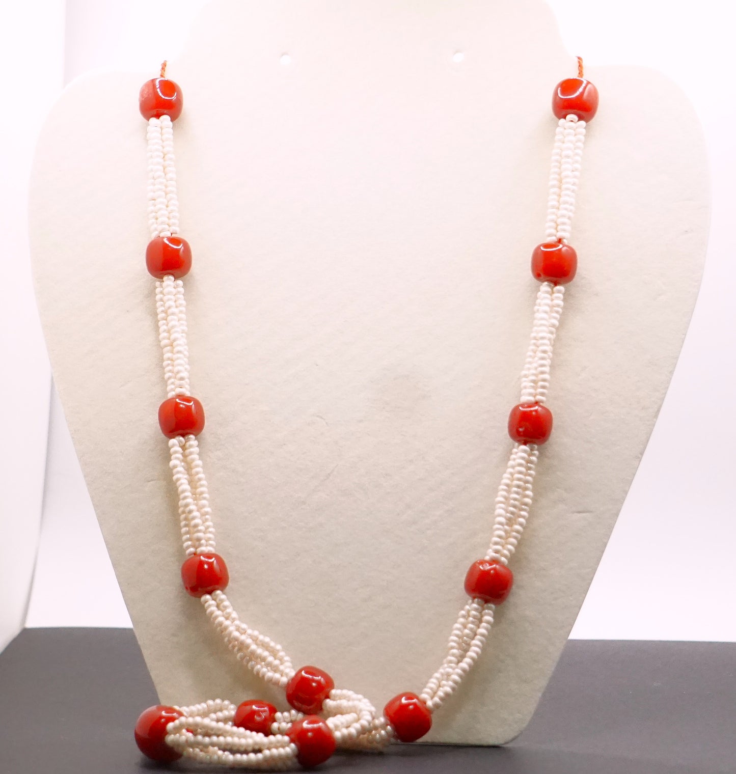 Tibetan style Pearl and coral necklace
