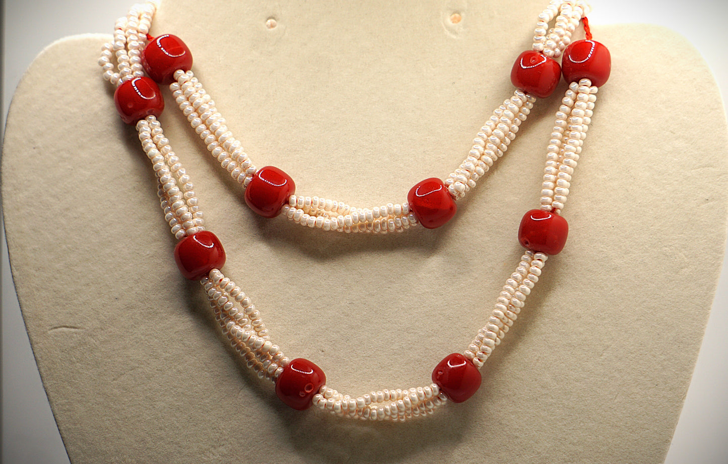 Tibetan style Pearl and coral necklace