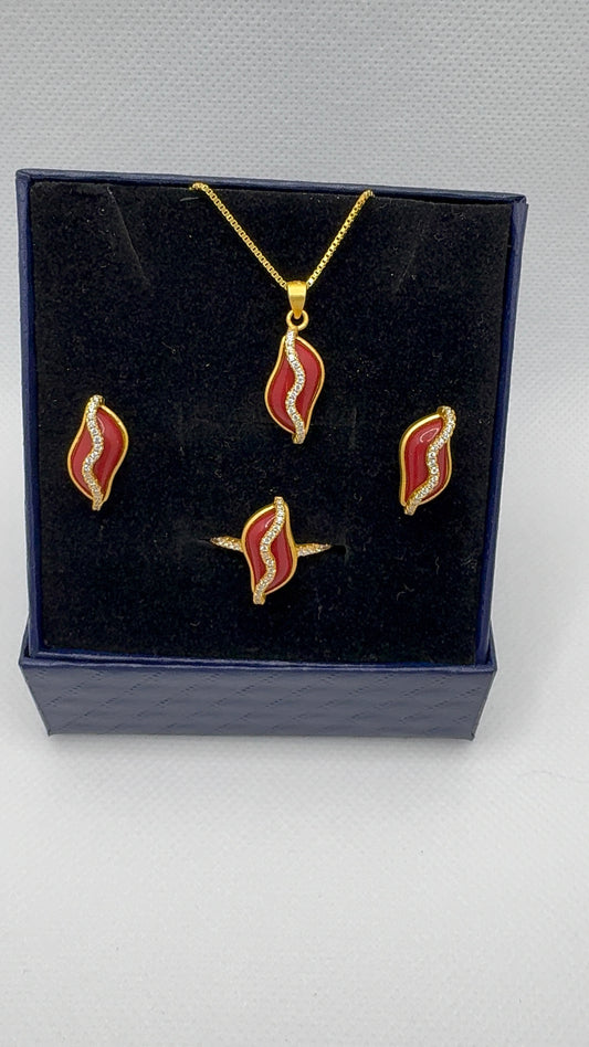 Coral look jewelry set
