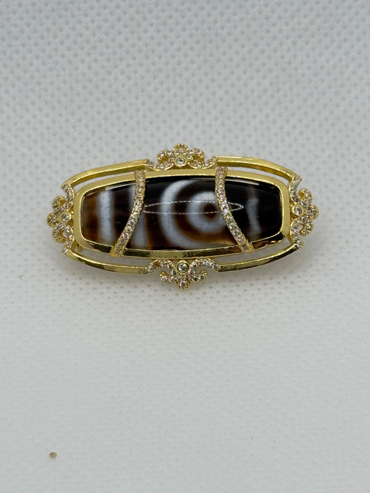Dzi bead brooch