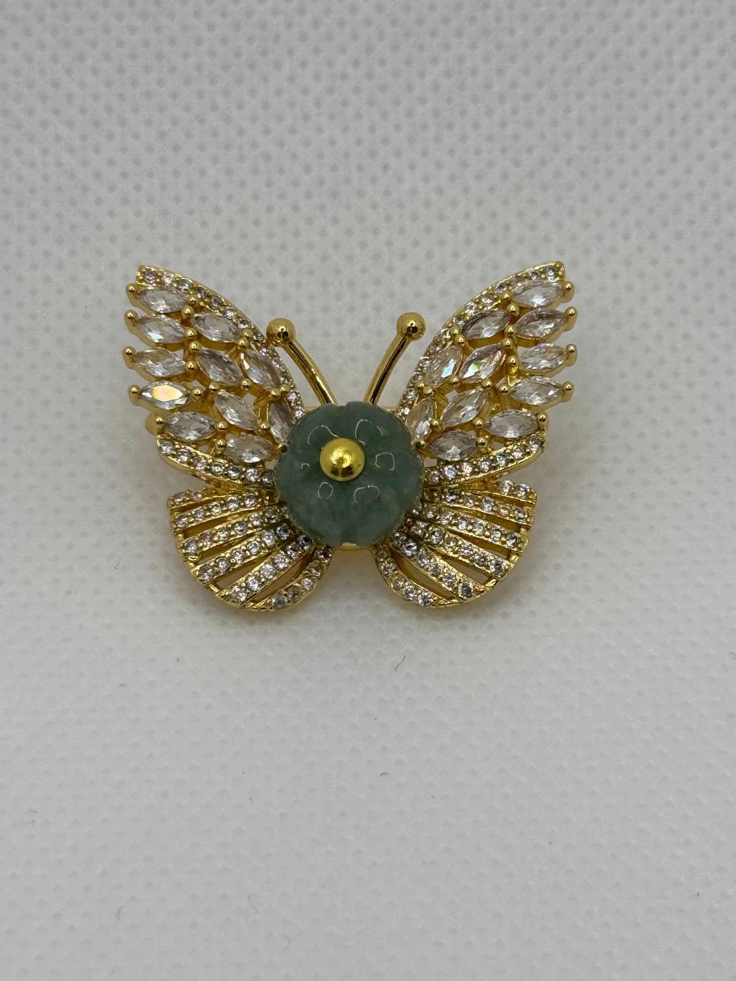 butterfly design jade and red coral brooches and lapel pins