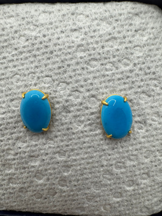 Genuine turquoise stud Earring