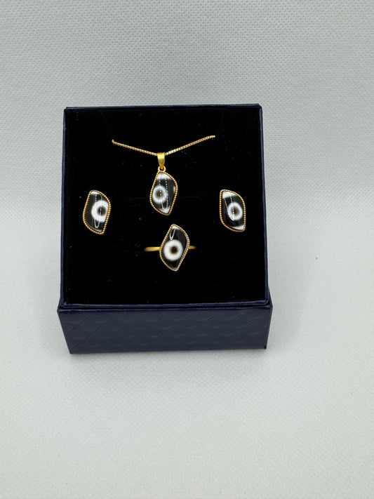 Beautiful one eye Dzi bead jewelry set
