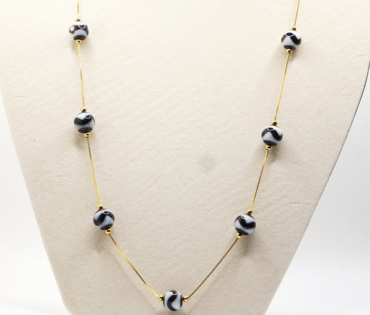 Tiger teeth dzi bead necklace