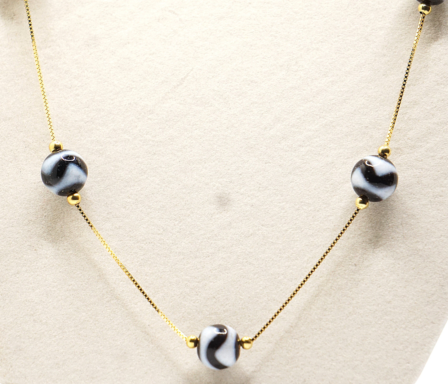 Tiger teeth dzi bead necklace