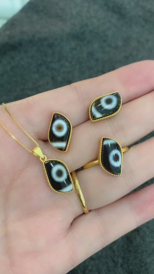 One eye dzi jewelry set —limited edition