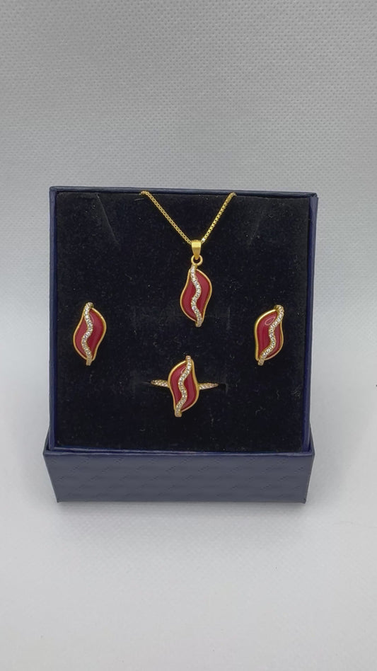 Coral look jewelry set
