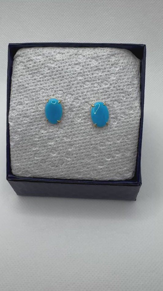Genuine turquoise stud Earring