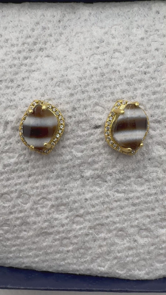Dzi bead earring
